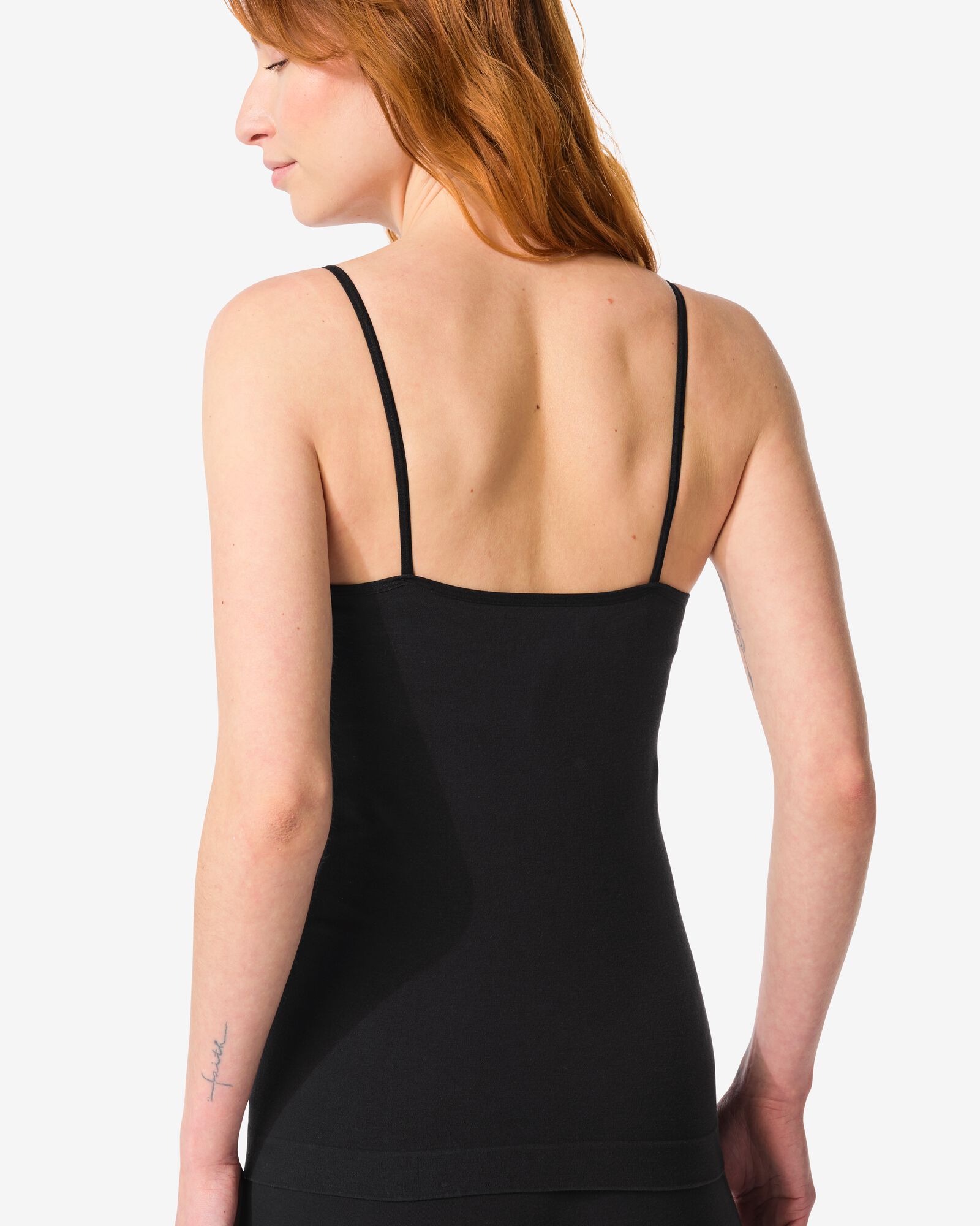 licht corrigerend hemd spaghettibandjes naadloos katoen zwart zwart - 21540150BLACK - HEMA