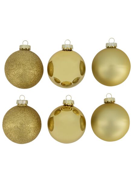 HEMA 6er Pack Weihnachtsbaumkugeln, Glas, Golden, Ø 7 Cm  - Onlineshop Hema