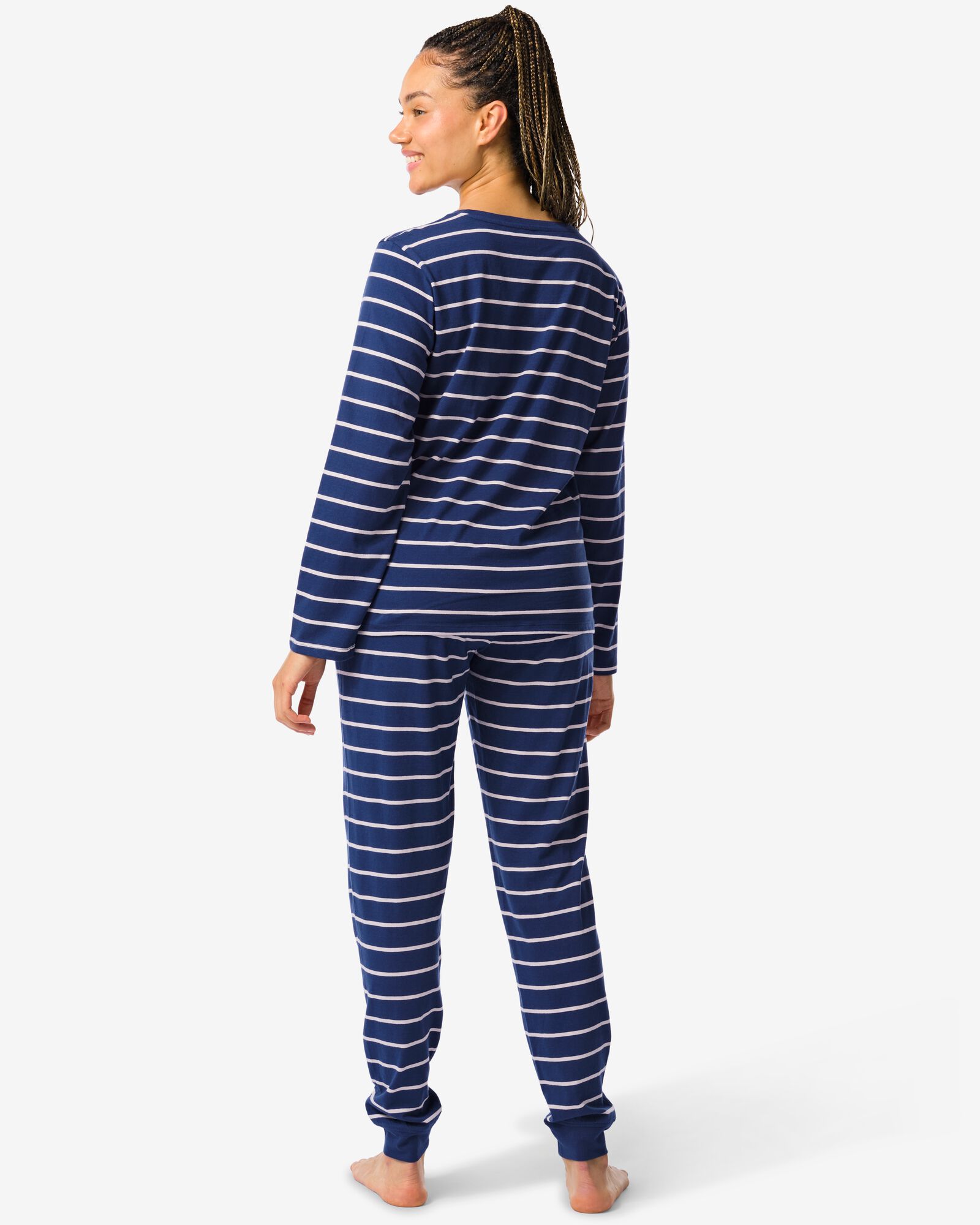 pyjama femme rayé  bleu foncé bleu foncé - 23490240DARKBLUE - HEMA