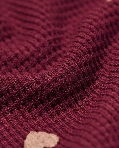 damespyjama viscose wafel hartjes bordeauxrood bordeauxrood - 23407980BURGUNDYRED - HEMA