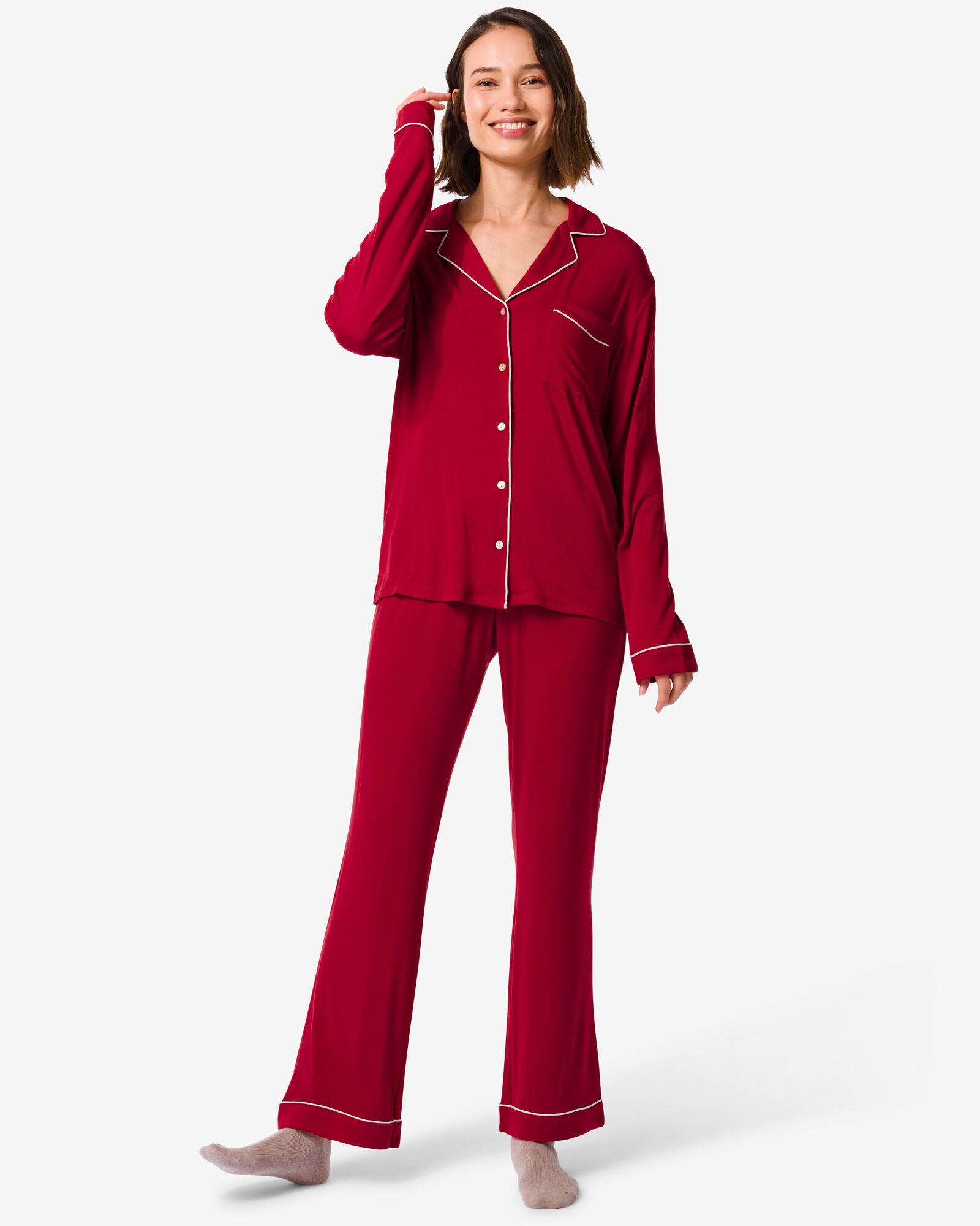 pyjama femme viscose rouge - HEMA