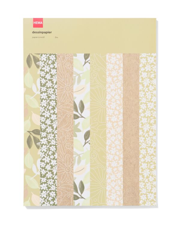 24 feuilles de papier à dessin A4 fleurs - 14170114 - HEMA
