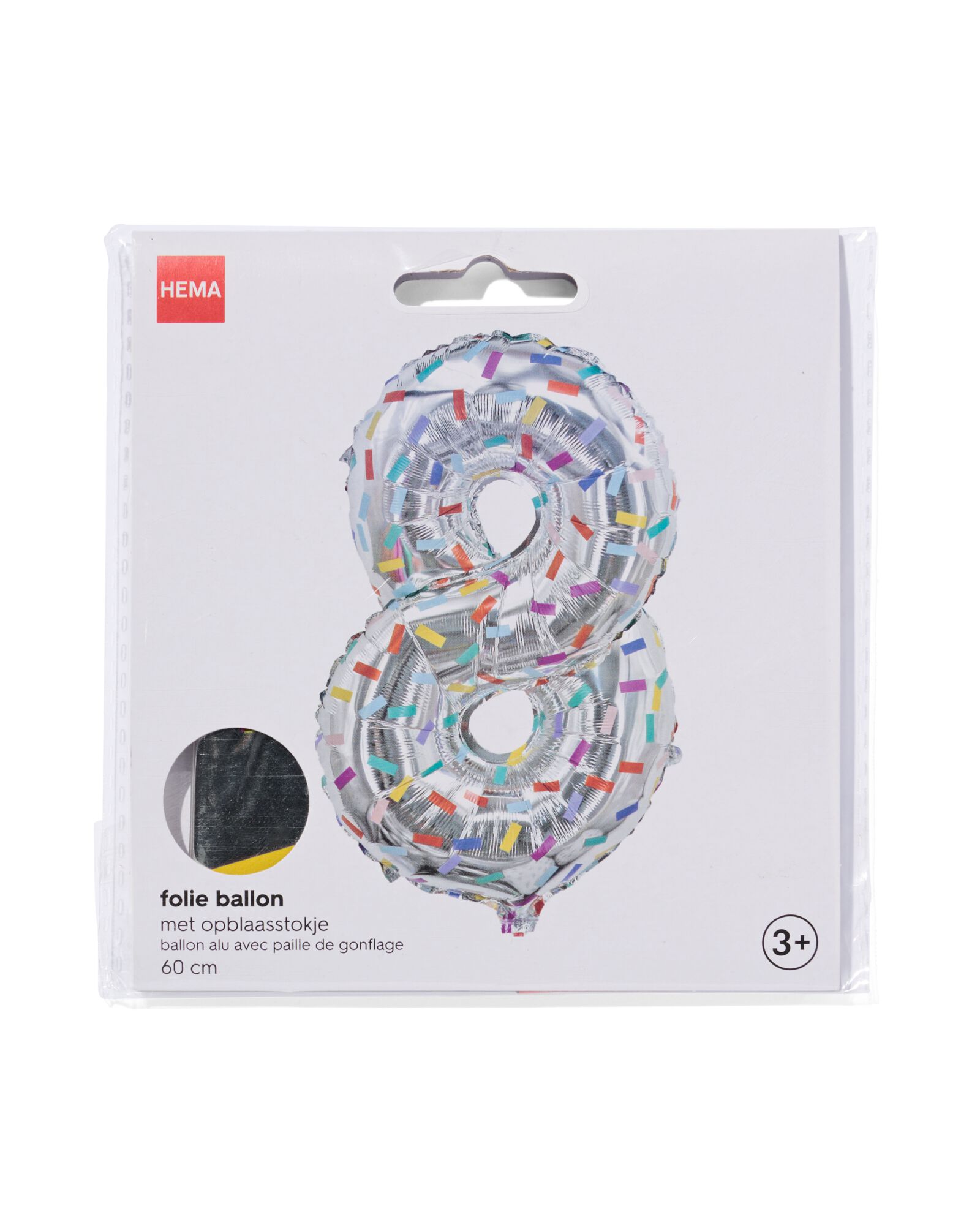 ballon alu chiffre 8 confetti XL argent&eacute; 8 - 14250035 - HEMA