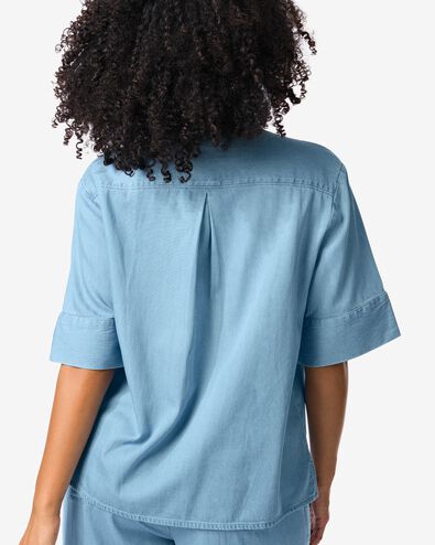 damesshirt Lila tencel middenblauw middenblauw - 36229475MIDBLUE - HEMA