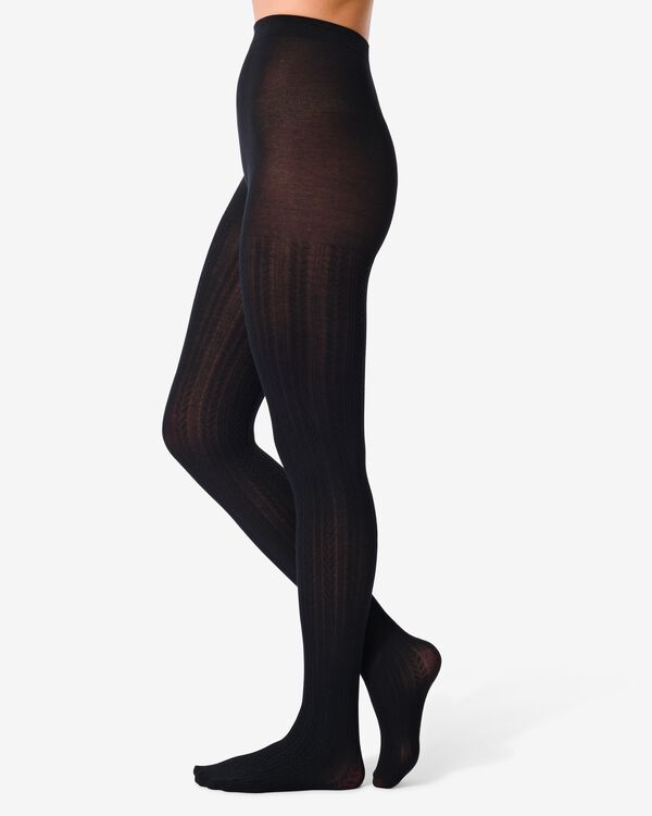 collant &eacute;pais fashion torsade noir noir - 1000010288 - HEMA