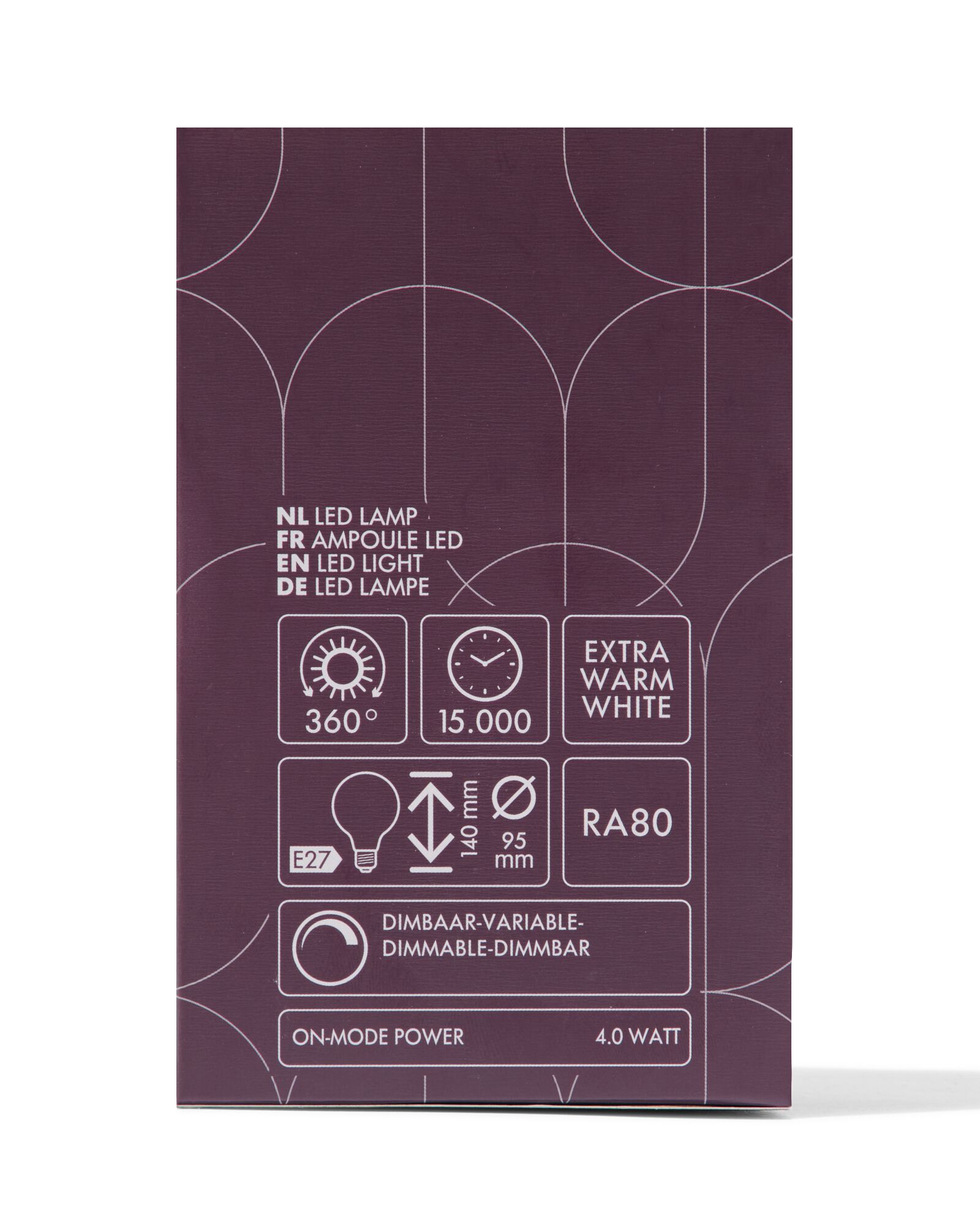 ampoule globe led dor&eacute;e E27 4W 200lm g95 - 20070066 - HEMA