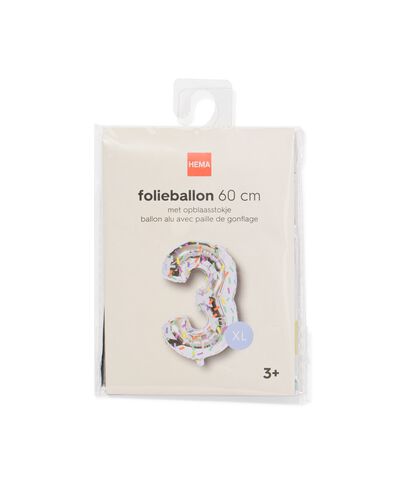 ballon aluminium chiffre 3 60cm confetti - 14260060 - HEMA