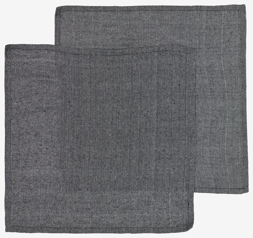 2er-Pack Servietten, 47 x 47 cm, Baumwolle, schwarz/weiß - 5300103 - HEMA