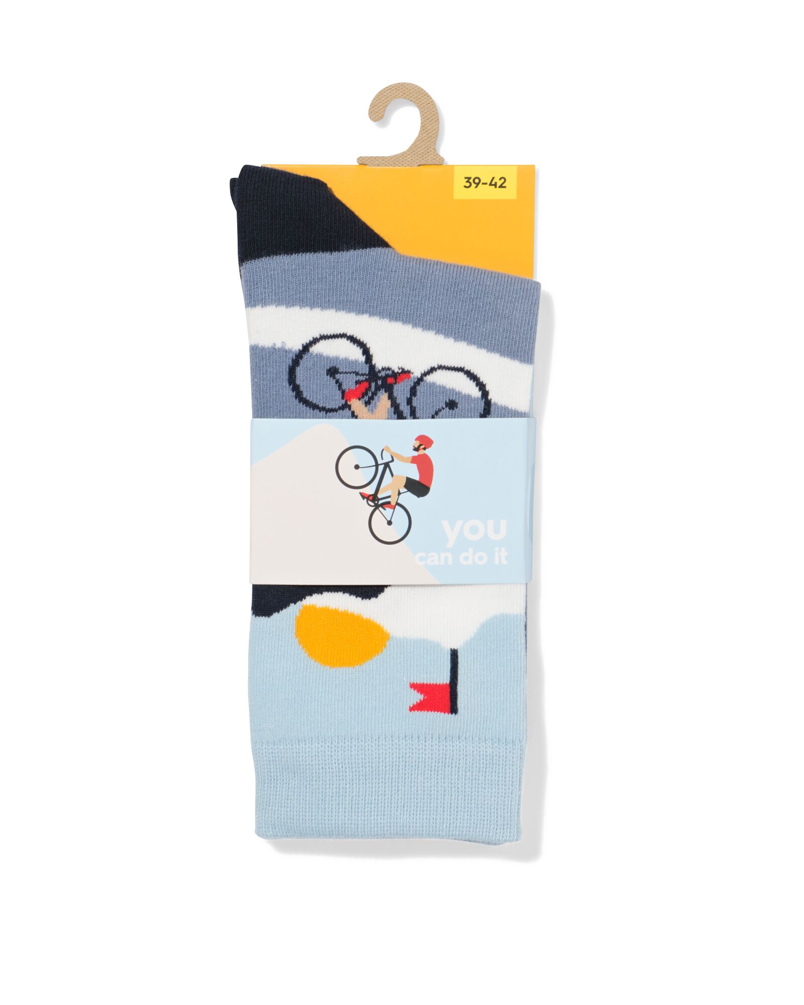 sokken voor volwassenen 'you can do it' middenblauw 35/38 - 4100256 - HEMA