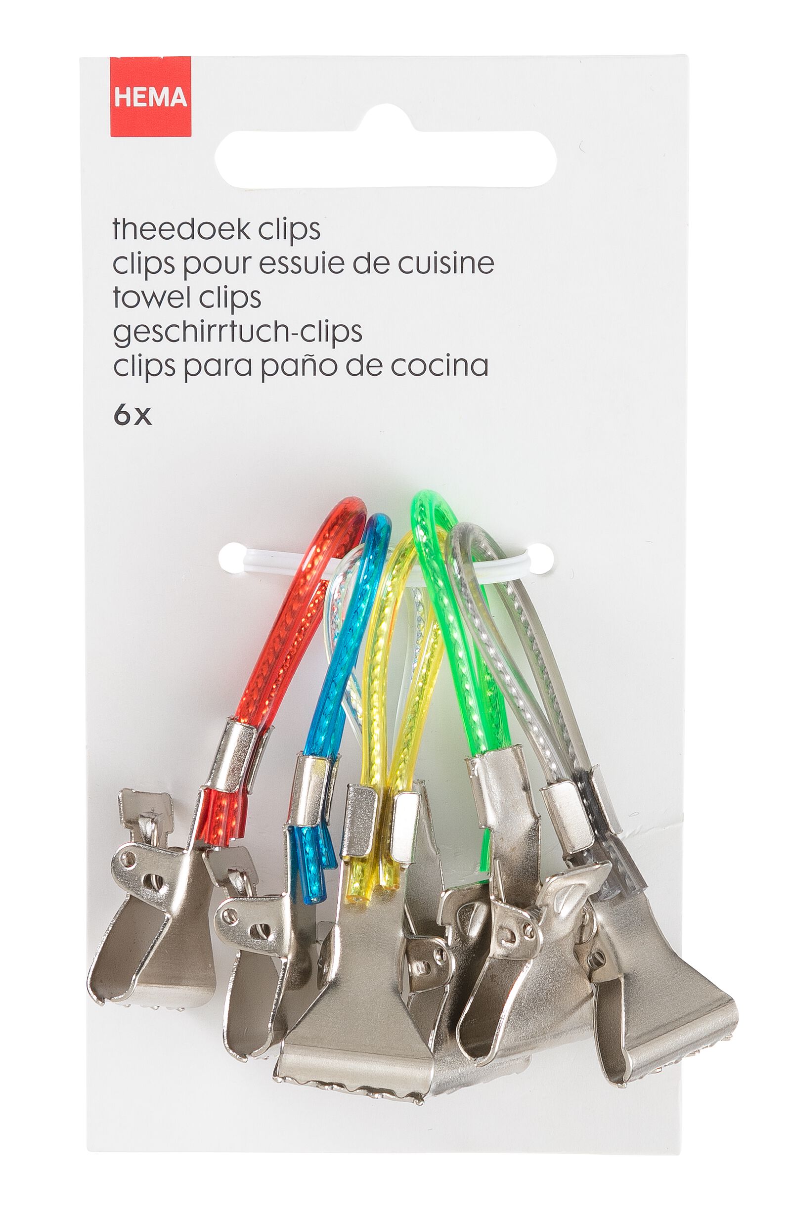 theedoek clips - 1.5 x 5.5 - gekleurd - 80893065 - HEMA