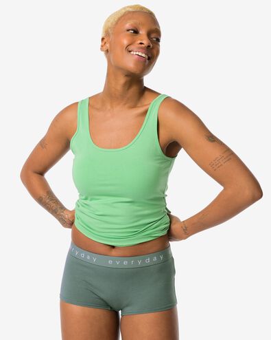Damen-Boxershorts, hohe Taille, Baumwolle/Elasthan dunkelgrün M - 19620307 - HEMA