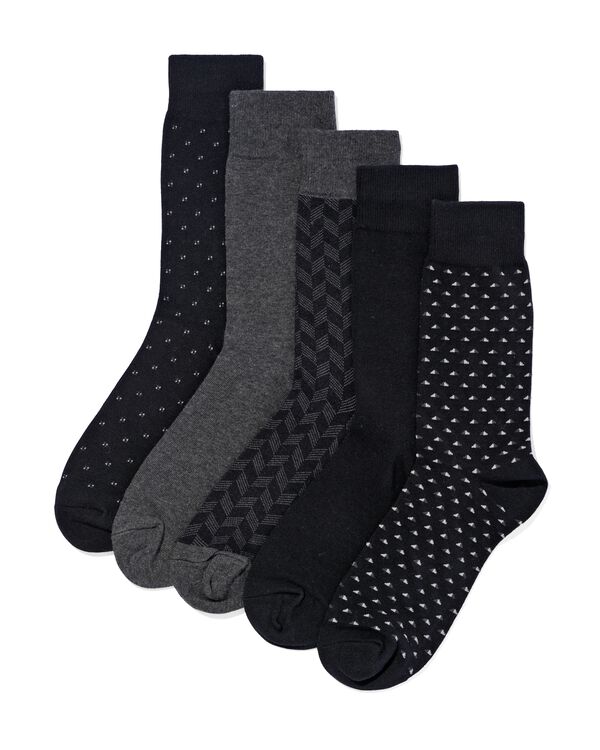 chaussettes imprim&eacute; graphique homme - 5 paires noir noir - 4100130BLACK - HEMA
