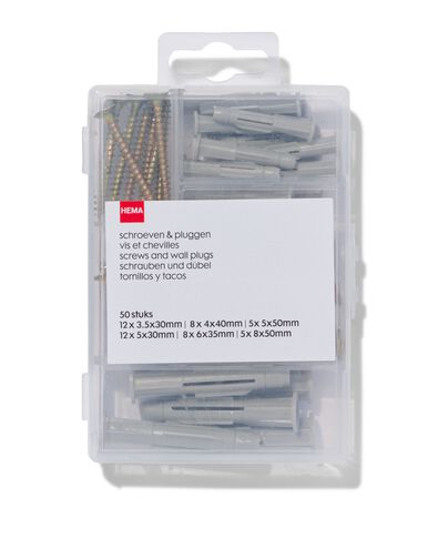 vis et chevilles 11,5 x 8 cm - 50 pi&egrave;ces - 81040107 - HEMA