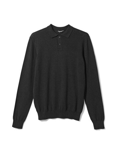 heren polo gebreid donkergrijs donkergrijs - 2116904DARKGREY - HEMA