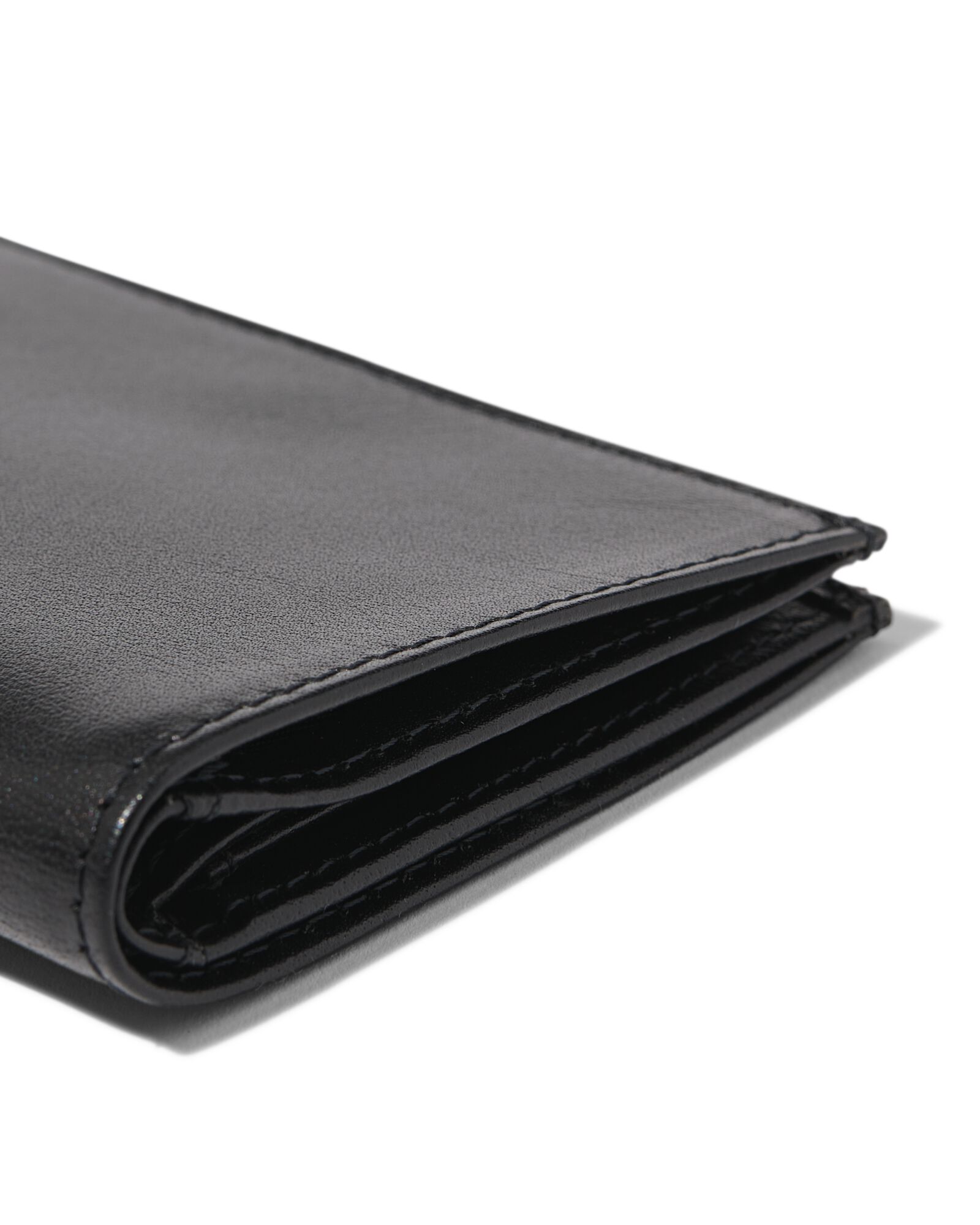 billfold portemonnee hoog leer zwart - 18150058 - HEMA