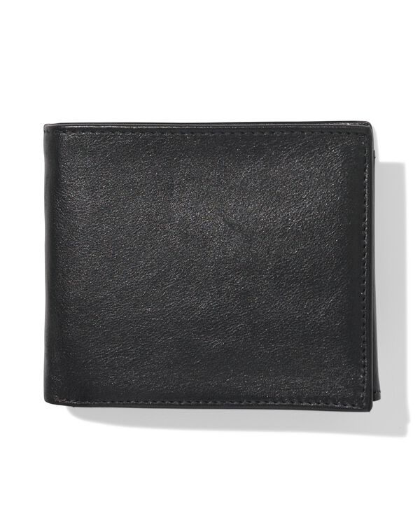 billfold portemonnee laag leer zwart - 18150055 - HEMA