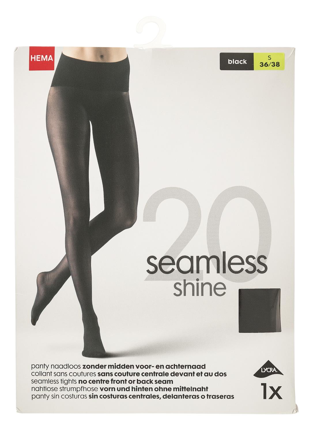 seamless tights shine 20 denier black - HEMA