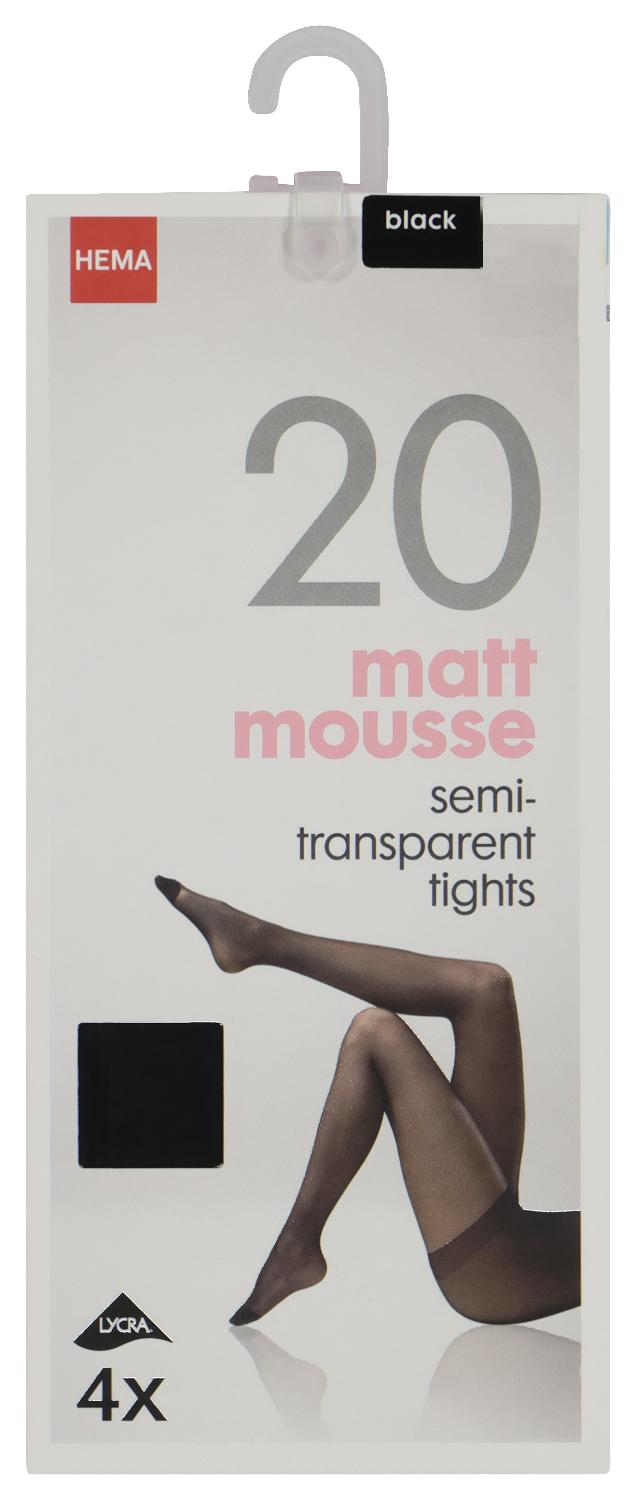 4-pack mat tights 20 denier black - HEMA