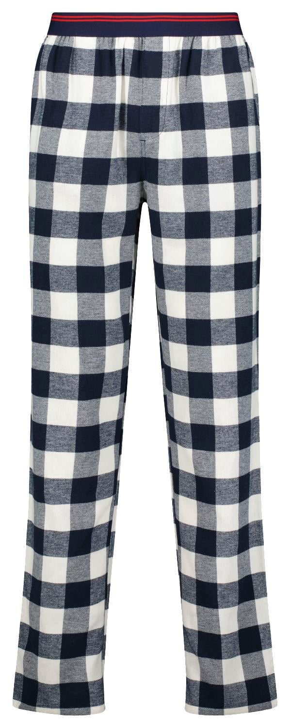 heren pyjamabroek flanel ruiten donkerblauw - HEMA